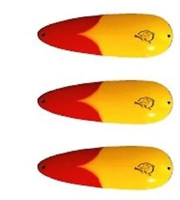 Fishing hook sharpening file-Three Eppinger Seadevle IMP Yellow/Red Chunk Spoon Lures 1 oz  3 1/4" 62-42