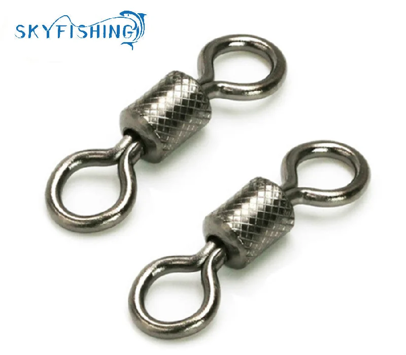 Fishing tackle divider tray-100pcs/lot fishing swivels Ball Bearing swivel with safety snap solid rings rolling swivel for carp fishing accessories