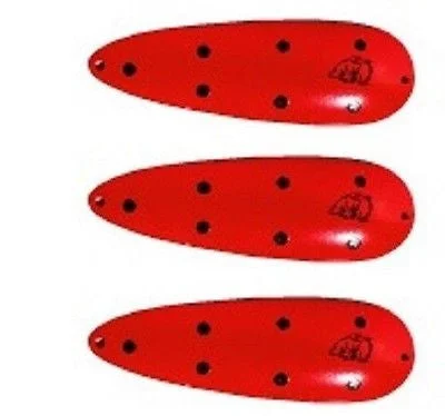 Fishing hook sharpening device-Three Eppinger Seadevle IMP Orange/Black Dots Spoon Lures 1 oz 3 1/4" 62-50