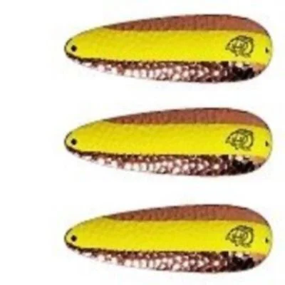 Fishing reel oil-Three Eppinger Seadevlet Copper Chartreuse Orange Spoon Lure 1 1/2 oz  4" 61-387