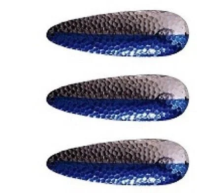 Fishing reel tuning kit-Three Eppinger Seadevle Hammered Nickel/Blue Fish Spoon Lures 3 oz  5 3/4" 60-65