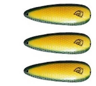 Fishing reel storage pouch-Three Eppinger Seadevle IMP Yellow/Green Side Spoon Lures 1 oz  3 1/4" 62-48