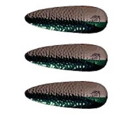 Fishing line guide-Three Eppinger Seadevle Hammered Nickel/Green Fish Spoon Lure 3 oz  5 3/4" 60-66