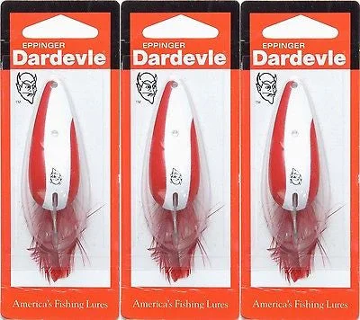 Fishing line depth tool-Three Eppinger Dardevle Red/White Stripe 2/5oz 2516 Spoon Fishing Lures