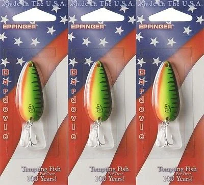 Fishing lure retriever-Three Eppinger Dardevle Hot Mackerel 1/4oz 9-58 Spoon Fishing Lures