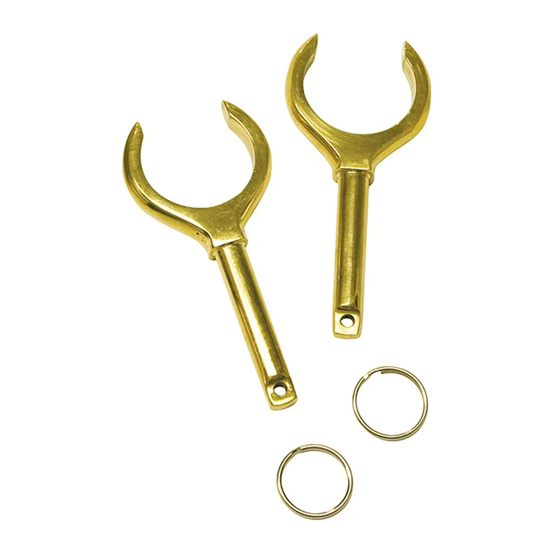 Fishing hook sharpening system-OSG Small Brass Oar Locks - Pair