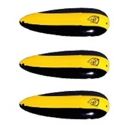 Fishing tackle organizer tray-Three Eppinger Seadevle IMP Black/Yellow Stripe Spoon Lures 1 oz 3 1/4" 62-44