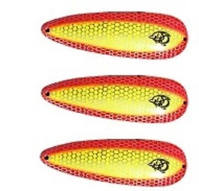 Fishing reel travel pouch-Three Eppinger Seadevle IMP Chartreuse Orange Spoon Lures 1 oz  3 1/4" 62-73