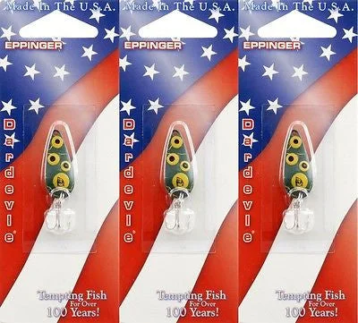 Fishing bait scissors-Three Eppinger Dardevle Crackle Frog 1/8oz 13-13 Spoon Fishing Lures