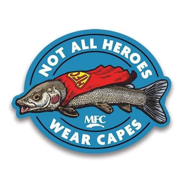 Fishing reel storage case-MFC Signature Sticker - Hero Cape