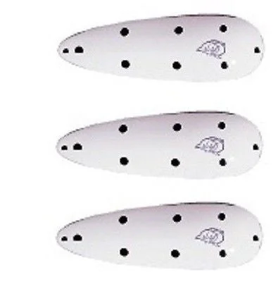 Fishing reel protective cover-Three Eppinger Seadevle IMP White/Black Dots Spoon Lures 1 oz  3 1/4" 62-55