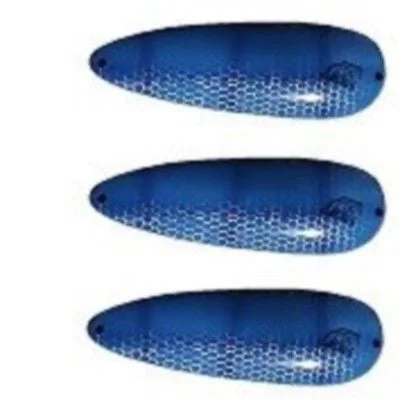 Fishing hook honing tool-Three Eppinger Seadevle IMP Blue Herring Scale Spoon Lure 1 oz 3 1/4" 62-32