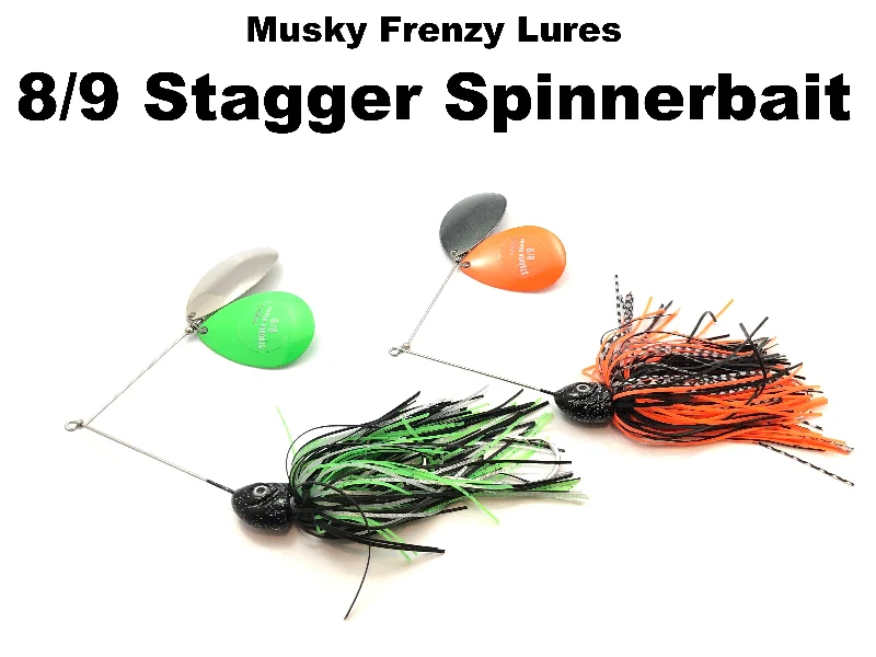 Fishing tackle portable rack-Musky Frenzy Lures 8/9 Stagger SPINNERBAIT