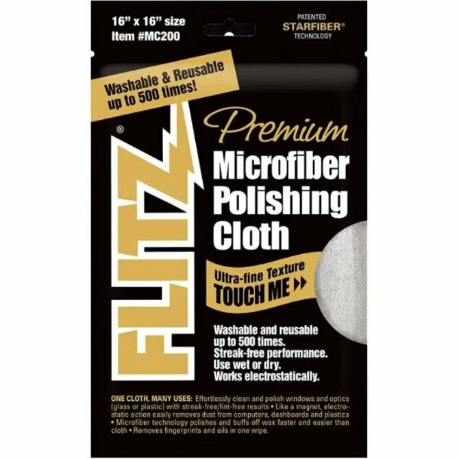 Fishing rod ferrule-Flitz - Thick 'n Thirsty 16" x 16" Silver Microfiber Polishing Cloth 16 X 16 CHAR/BLK