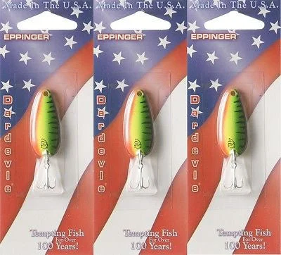 Fishing hook honing kit-Three Eppinger Dardevle Midget Hot Mack 3/16oz 858 Spoon Fishing Lures