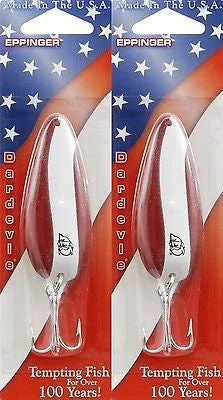 Fishing line clipper-Two Eppinger Dardevle Red/White Stripe 3/4oz 118 Spoon Fishing Lures