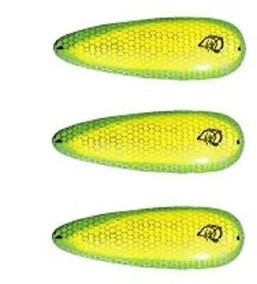 Fishing tackle storage shelf-Three Eppinger Seadevle IMP Chartreuse Green Spoon Lures 1 oz  3 1/4" 62-72