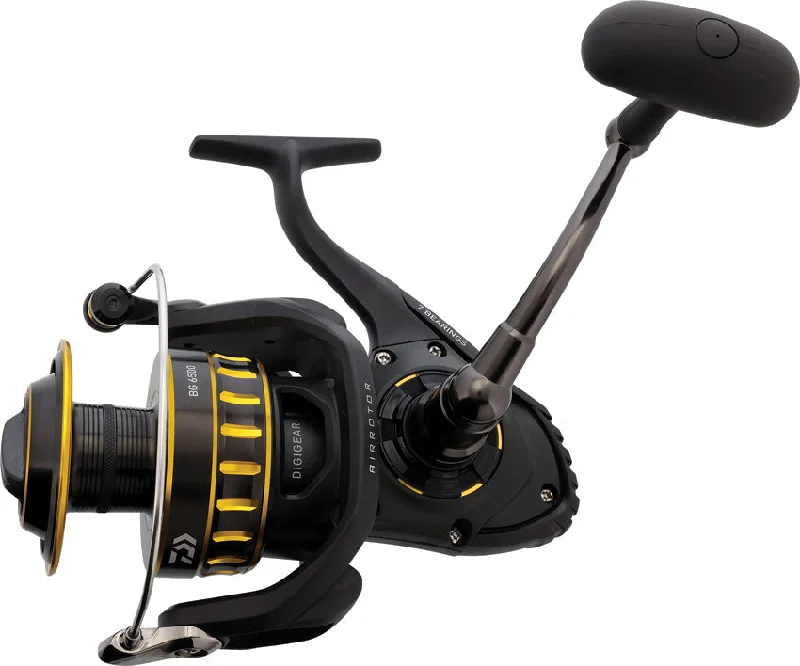 Fishing tackle hanging shelf-Daiwa BG 6500 Black & Yellow 48.7" Spinning Fishing Reel BG6500