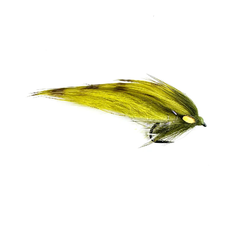 Fishing line knot tying aid-MICRO MINKIE - BARRED OLIVE